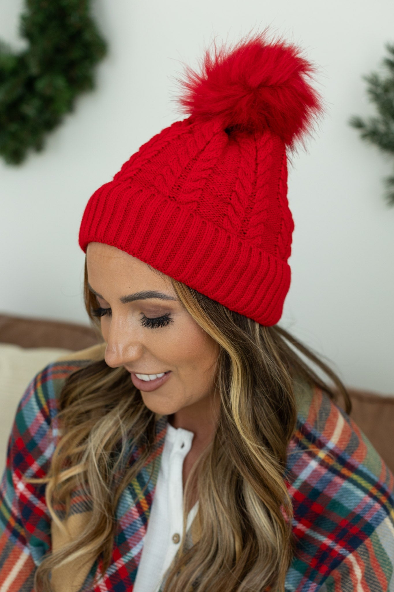 Bella Braid Beanie - Red