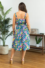 Load image into Gallery viewer, Cassidy Midi Dress - Navy and Yellow Floral