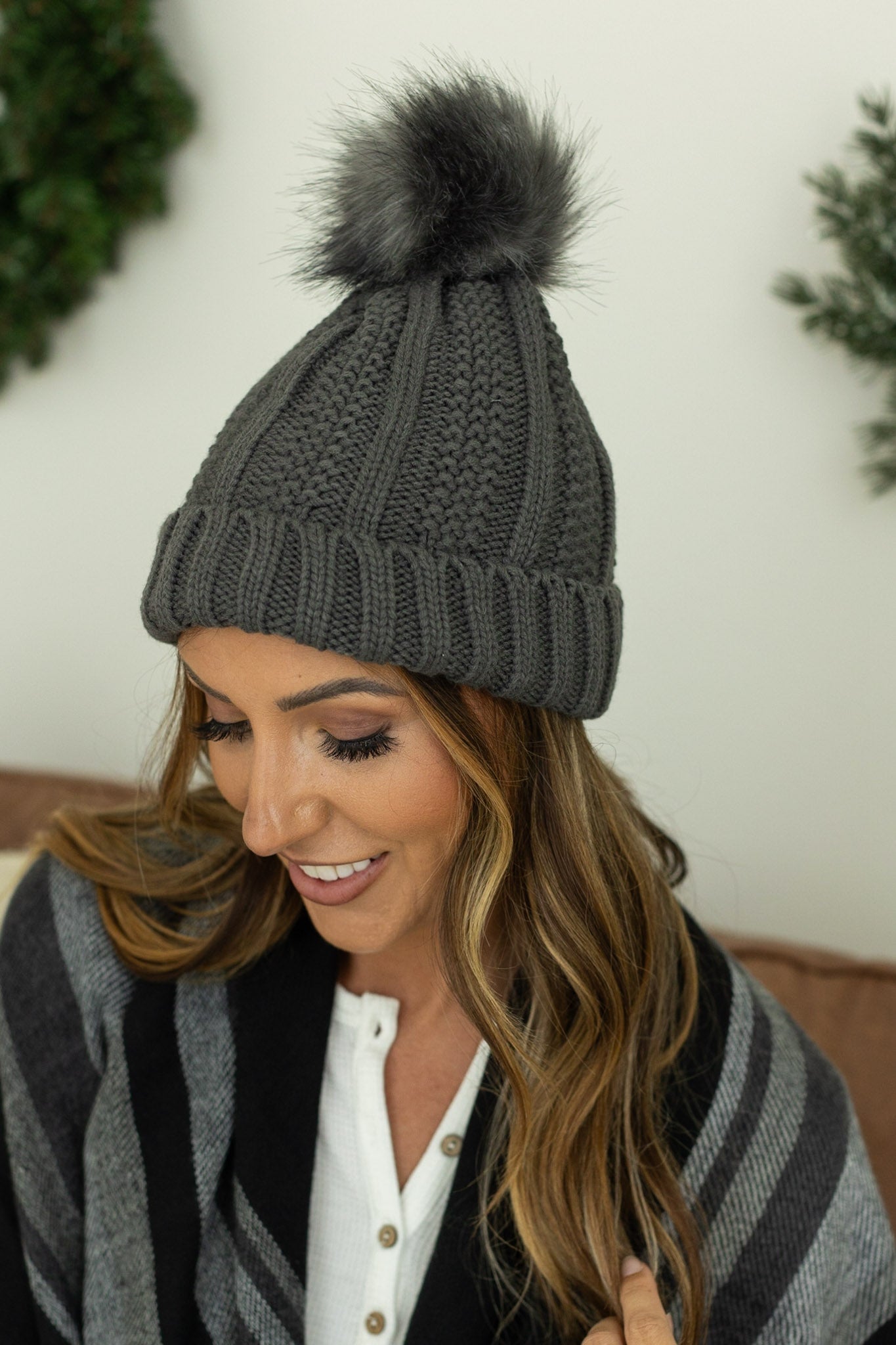 Morgan Micro Braid Beanie - Charcoal