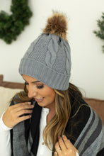 Load image into Gallery viewer, Carly Cable Knit Beanie - Gray