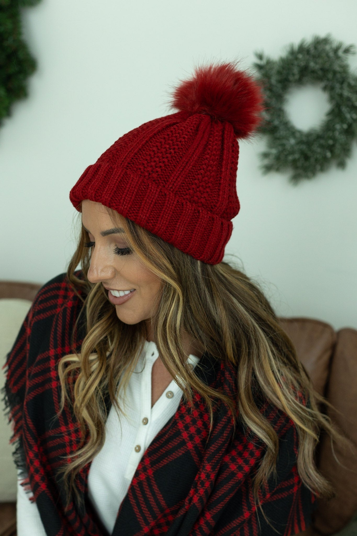Morgan Micro Braid Beanie - Red