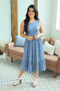 Bailey Dot Dress - Denim Blue Floral
