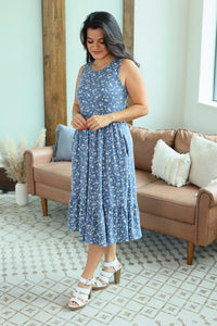 Bailey Dot Dress - Denim Blue Floral