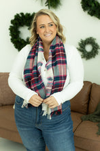Load image into Gallery viewer, Blanket Scarf - Magenta and Green Plaid