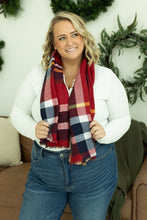 Load image into Gallery viewer, Blanket Scarf - Red and Gold Plaid
