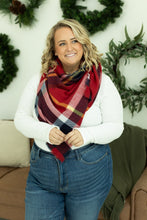 Load image into Gallery viewer, Blanket Scarf - Red and Gold Plaid