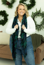 Load image into Gallery viewer, Blanket Scarf - Green and Navy Plaid