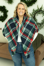 Load image into Gallery viewer, Blanket Scarf - Blue, Red and Green Plaid
