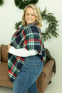 Blanket Scarf - Blue, Red and Green Plaid