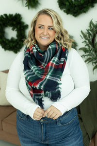 Blanket Scarf - Blue, Red and Green Plaid