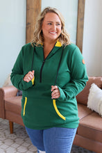 Load image into Gallery viewer, Avery Accent HalfZip Hoodie - Green and Yellow