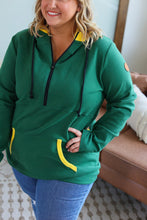 Load image into Gallery viewer, Avery Accent HalfZip Hoodie - Green and Yellow