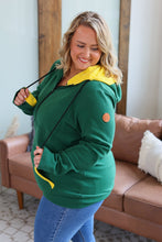 Load image into Gallery viewer, Avery Accent HalfZip Hoodie - Green and Yellow