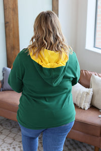 Avery Accent HalfZip Hoodie - Green and Yellow