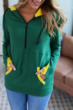 Load image into Gallery viewer, Avery Accent HalfZip Hoodie - Green and Yellow