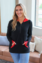 Load image into Gallery viewer, Avery Accent HalfZip Hoodie - Black and Red