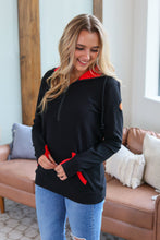 Load image into Gallery viewer, Avery Accent HalfZip Hoodie - Black and Red