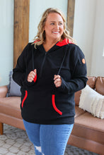 Load image into Gallery viewer, Avery Accent HalfZip Hoodie - Black and Red