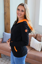 Load image into Gallery viewer, Avery Accent HalfZip Hoodie - Black and Orange