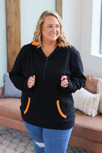 Load image into Gallery viewer, Avery Accent HalfZip Hoodie - Black and Orange