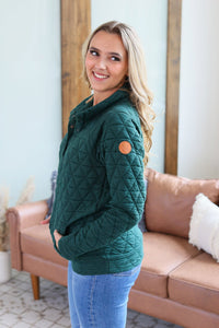 Geometric Button Snap Pullover - Evergreen