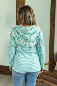 Hailey Pullover Hoodie - Mint Floral Pattern Mix