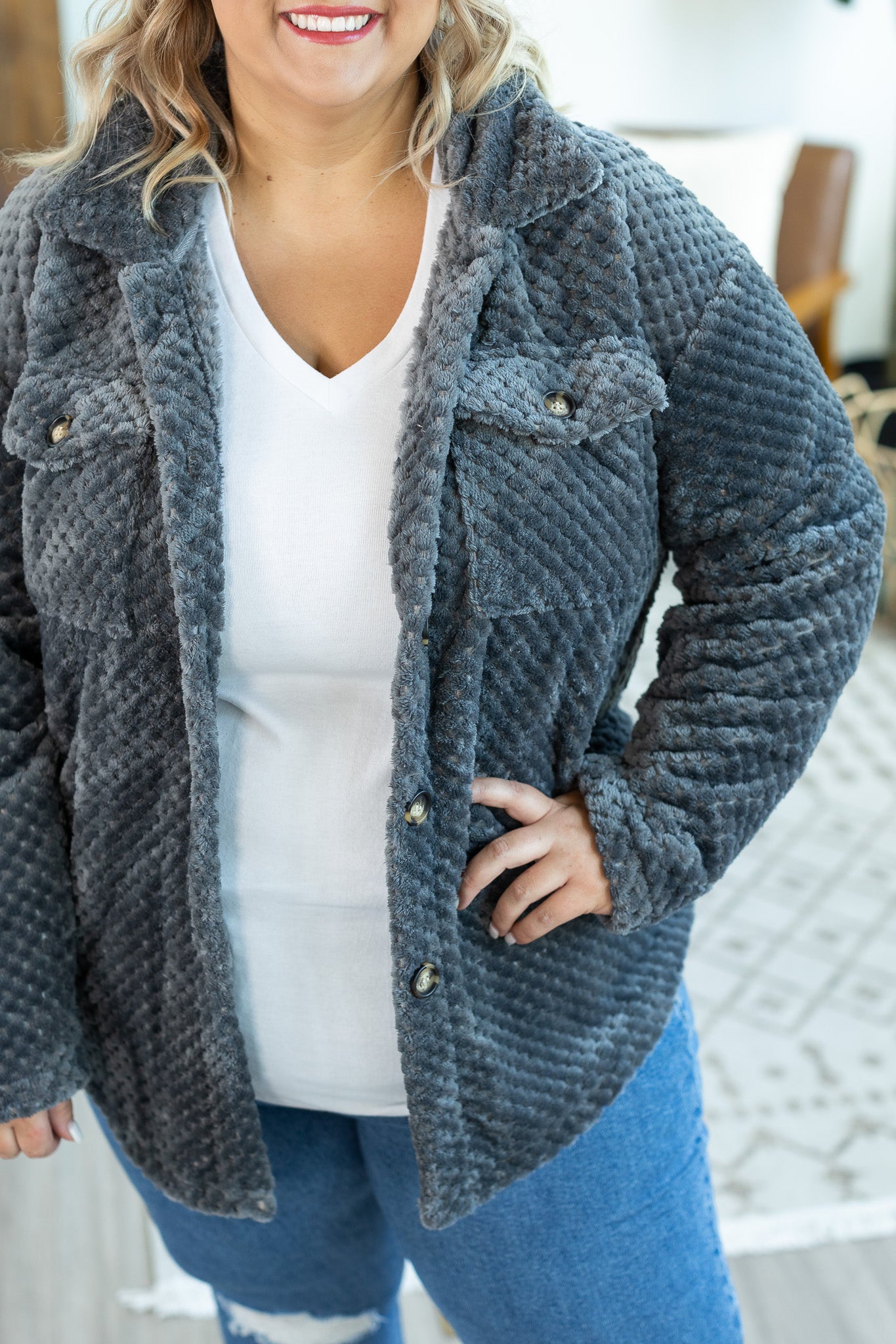 Fleece Shacket - Grey