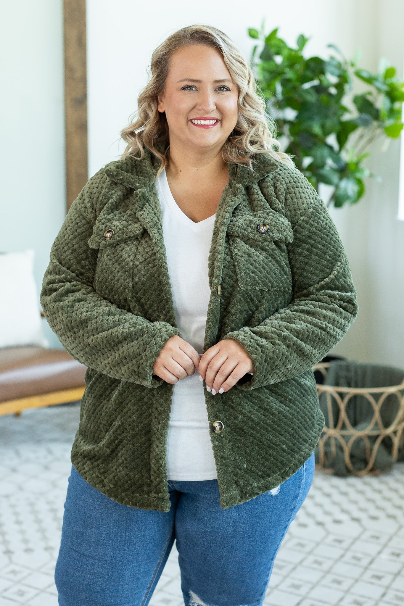 Fleece Shacket - Dark Olive