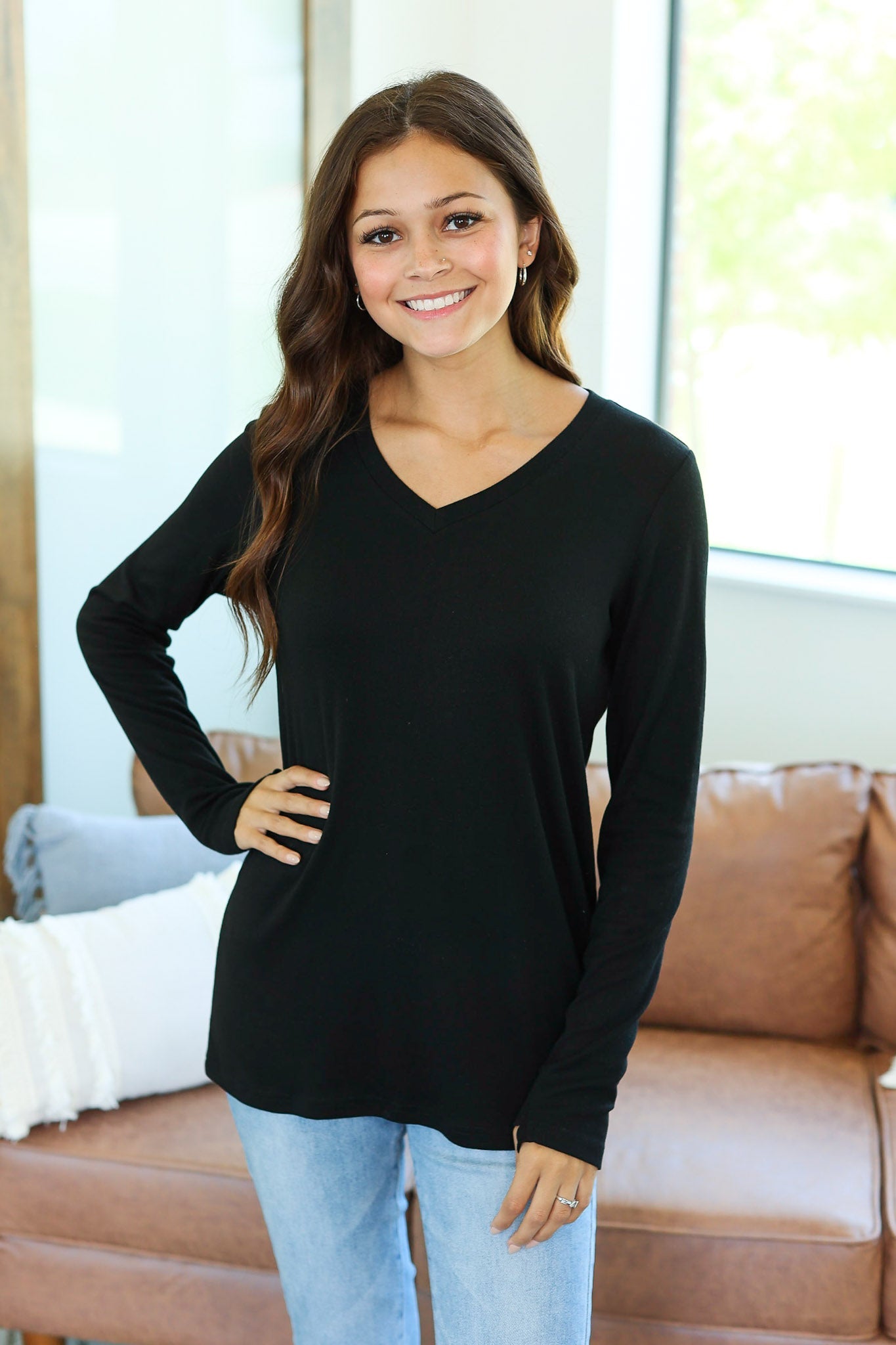 Leah Long Sleeve Top - Black