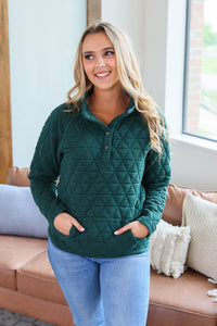 Geometric Button Snap Pullover - Evergreen