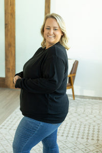 Corrine Ribbed Pullover Top - Black