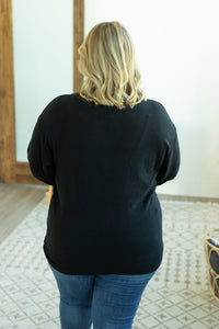 Corrine Ribbed Pullover Top - Black