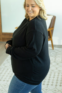 Corrine Ribbed Pullover Top - Black