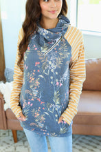 Load image into Gallery viewer, Classic Zoey ZipCowl Sweatshirt - Navy and Mustard Mix
