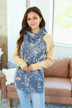 Load image into Gallery viewer, Classic Zoey ZipCowl Sweatshirt - Navy and Mustard Mix