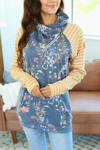 Load image into Gallery viewer, Classic Zoey ZipCowl Sweatshirt - Navy and Mustard Mix