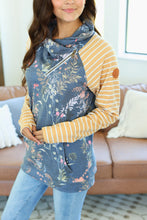 Load image into Gallery viewer, Classic Zoey ZipCowl Sweatshirt - Navy and Mustard Mix