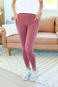 Athleisure Leggings - Berry Leopard