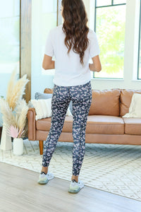 Athleisure Leggings - Black Micro Floral