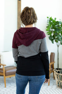 Classic Colorblock FullZip - Burgundy, Grey, and Black