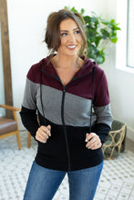 Load image into Gallery viewer, Classic Colorblock FullZip - Burgundy, Grey, and Black