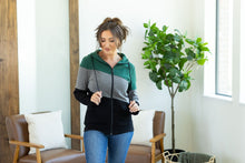 Load image into Gallery viewer, Classic Colorblock FullZip - Evergreen, Grey, and Black