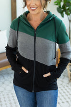 Load image into Gallery viewer, Classic Colorblock FullZip - Evergreen, Grey, and Black