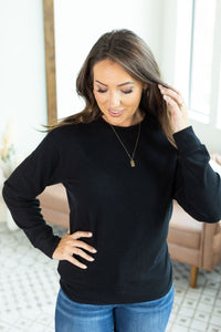 Corrine Ribbed Pullover Top - Black
