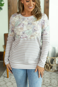 Natalie Pullover - Neutral Floral Pattern Mix