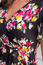 Load image into Gallery viewer, Harley High-Lo Dress - Black with Pink and Yellow Floral