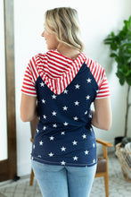Load image into Gallery viewer, Henley Hoodie Top - Stars and Stripes