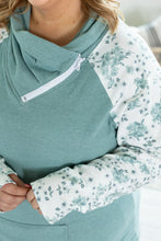 Load image into Gallery viewer, Classic Zoey ZipCowl Sweatshirt - Sage Floral