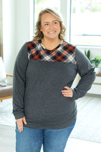 Load image into Gallery viewer, Abby Accent Top - Charcoal and Red Plaid