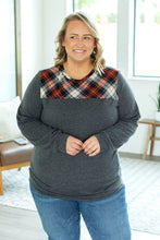 Load image into Gallery viewer, Abby Accent Top - Charcoal and Red Plaid